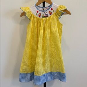 Angeline Kids Charming Smocked and Embroidered Kids Yellow Check Easter Dress 6